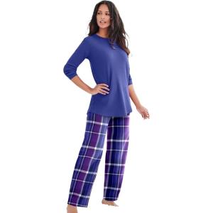 Only Necessities Plus Size Thermal PJ Set(Multi Plaid)