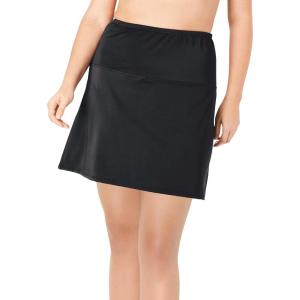Swim 365 Women’s Plus Size High-Waisted Swim Skirt with Built-in Tummy Control Brief(Black)