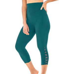 Swimsuits For All Swim 365 Women’s Plus Size High-Waisted Swim Capri with Lattice Detail(Mediterranean)