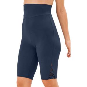 Swimsuits For All Swim 365 Women’s Plus Size Lattice-Detailed High-Waist Bike Short(Navy)