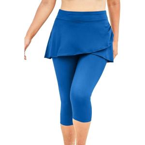 Swimsuits For All Swim 365 Women’s Plus Size Skirted Swim Capri Pant(Dream Blue)