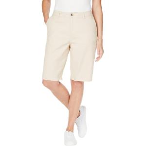 Woman Within Plus Size Adjustable Waist Chino Short(Natural Khaki)