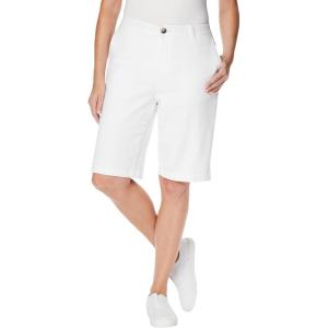 Woman Within Plus Size Adjustable Waist Chino Short(White)