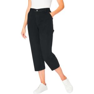 Woman Within Plus Size Carpenter Denim Capri(Black)