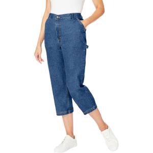 Woman Within Plus Size Carpenter Denim Capri(Medium Stonewash)