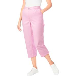 Woman Within Plus Size Carpenter Denim Capri(Pink)
