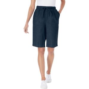 Woman Within Plus Size Drawstring Denim Short(Indigo)