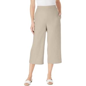 Woman Within Plus Size Linen Capri (Petite Available)(Natural Khaki)