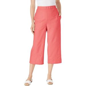 Woman Within Plus Size Linen Capri (Petite Available)(Sweet Coral)