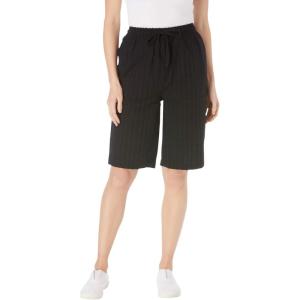 Woman Within Plus Size Seersucker Short(Black)