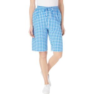 Woman Within Plus Size Seersucker Short(Bright Cobalt Gingham)