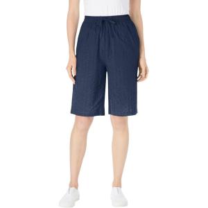 Woman Within Plus Size Seersucker Short(Navy)