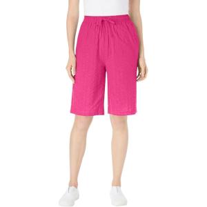 Woman Within Plus Size Seersucker Short(Raspberry Sorbet)