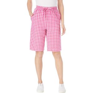 Woman Within Plus Size Seersucker Short(Raspberry Sorbet Gingham)