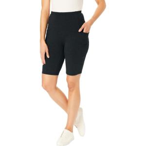 Woman Within Plus Size Stretch Cotton Pocket Bike Short(Heather Charcoal)