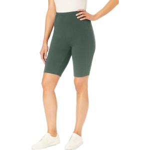 Woman Within Plus Size Stretch Cotton Pocket Bike Short(Pine)