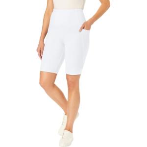 Woman Within Plus Size Stretch Cotton Pocket Bike Short(White)