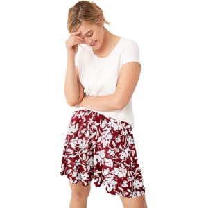 ellos Plus Size Flowy Shorts(Fresh Pomegranate Print)