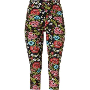 ellos Plus Size Knit Capri Leggings(Black Multi Floral Print)