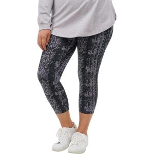 ellos Plus Size Knit Capri Leggings(Black Reptile)