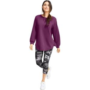 ellos Plus Size Knit Capri Leggings(Black White Camouflage)