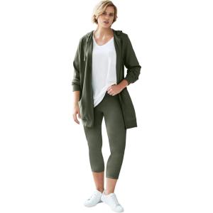 ellos Plus Size Knit Capri Leggings(Deep Olive)