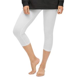 ellos Plus Size Knit Capri Leggings(White)