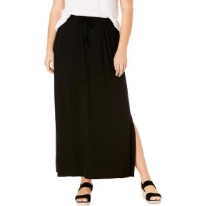 ellos Plus Size Knit Maxi Skirt(Black)