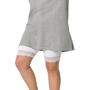 ellos Plus Size Lace Hem Bike Shorts(White)