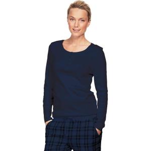 ellos Plus Size Long Sleeve Henley Sleep Tee(Navy)