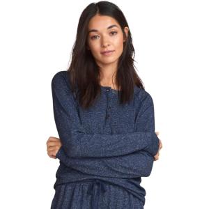 ellos Plus Size Marled Henley Lounge Top(Marled Navy)