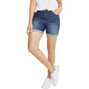 ellos Plus Size Rolled Hem Denim Shorts(Medium Stonewash)