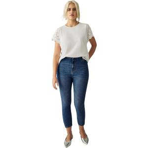 ellos Plus Size Slim 5-Pocket Denim Capri(Dark Stonewash)