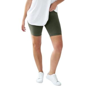 ellos Plus Size Stretch Knit Bike Shorts(Deep Olive)