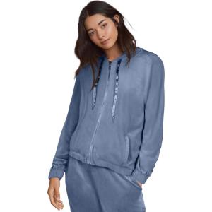 ellos Plus Size Velour Hooded Sweatshirt(Pale Indigo)
