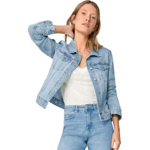 ellos Women’s Plus Size Classic Denim Jacket Oversized Jean Jacket(Light Blue Stonewash)