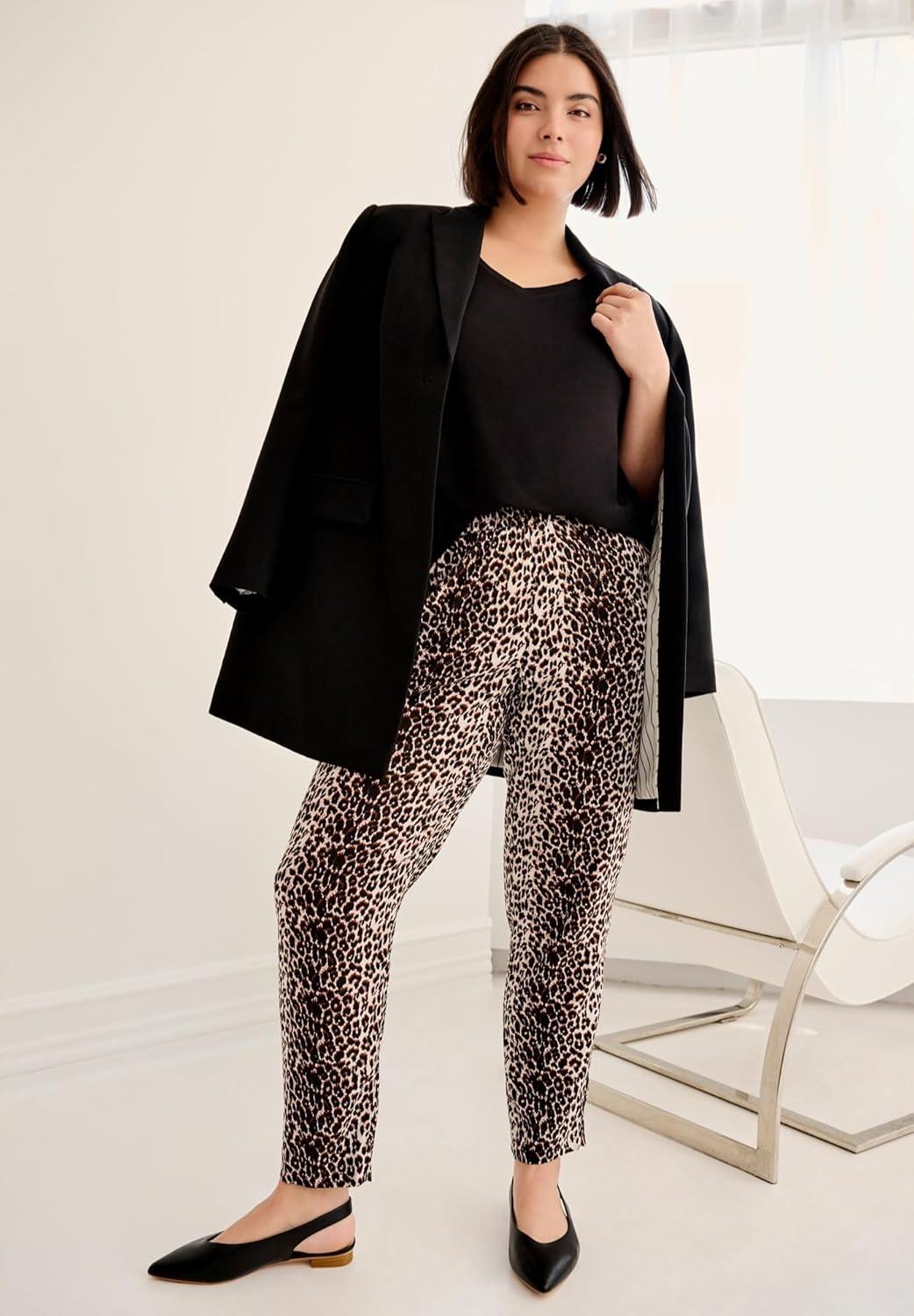 imageellos Plus Size Woven Soft PantsNavyWhite Dot