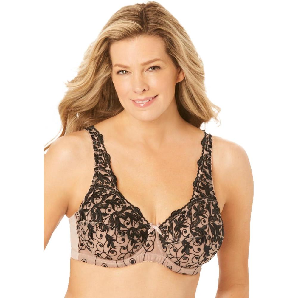 imageAmoureuse Womens Plus Size Embroidered Underwire BraLight Taupe Black