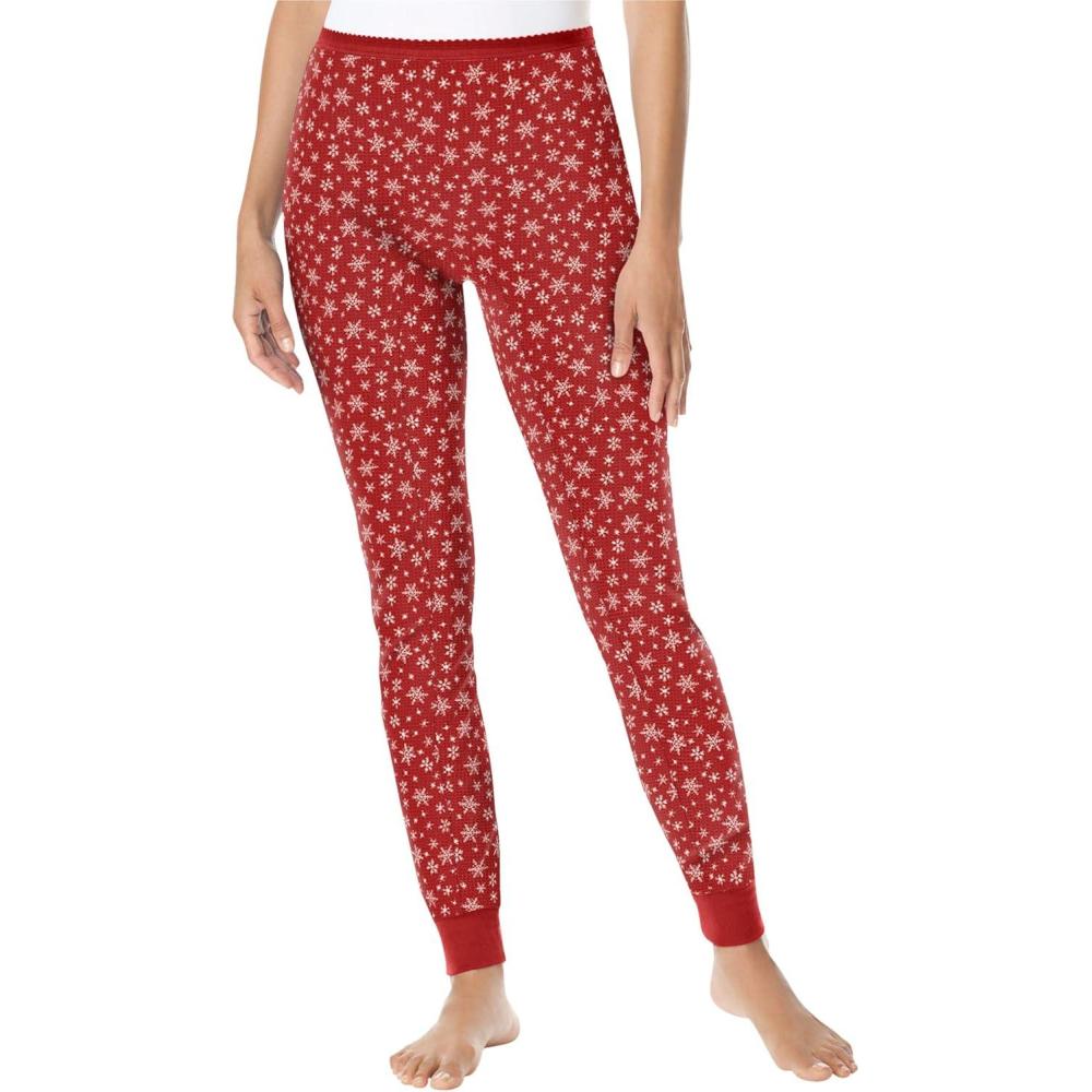 imageComfort Choice Plus Size Thermal PantClassic Red Snow Fall