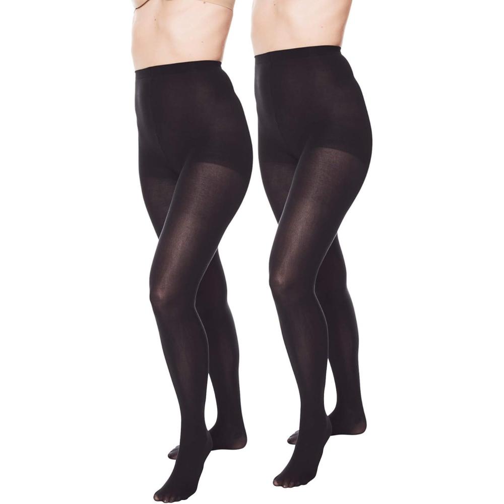 imageComfort Choice Womens Plus Size 2Pack Opaque TightsBlack