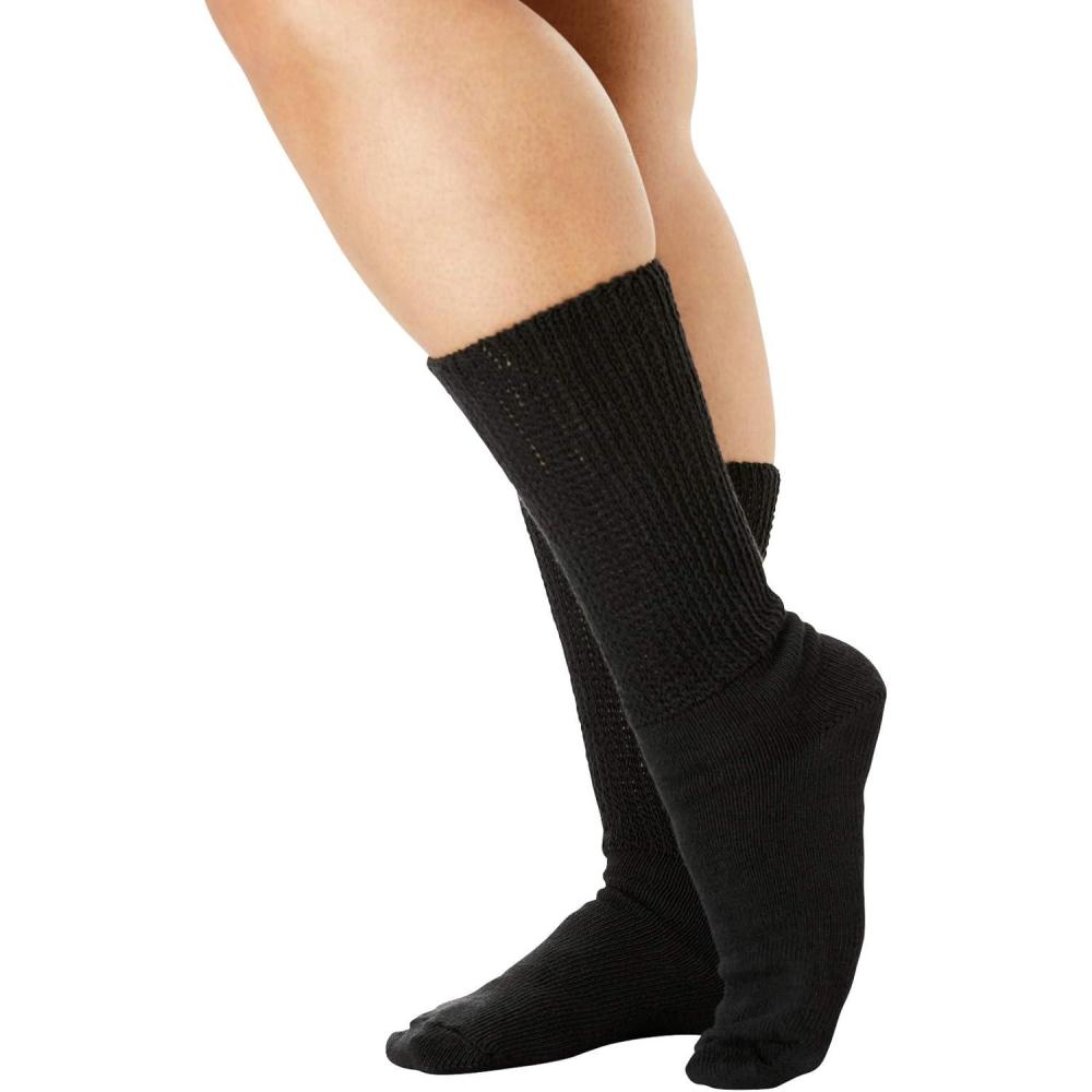 imageComfort Choice Womens Plus Size 2Pack Open Weave Extra Wide SocksBlack