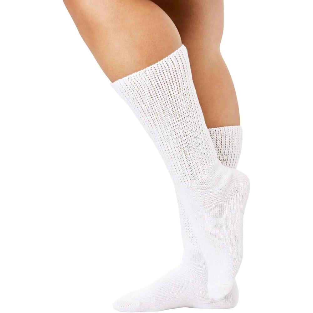 imageComfort Choice Womens Plus Size 2Pack Open Weave Extra Wide SocksWhite