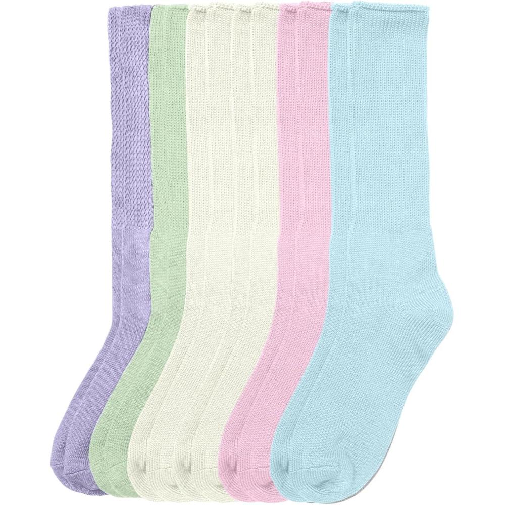 imageComfort Choice Womens Plus Size 6Pack Rib Knit SocksPastel Pack