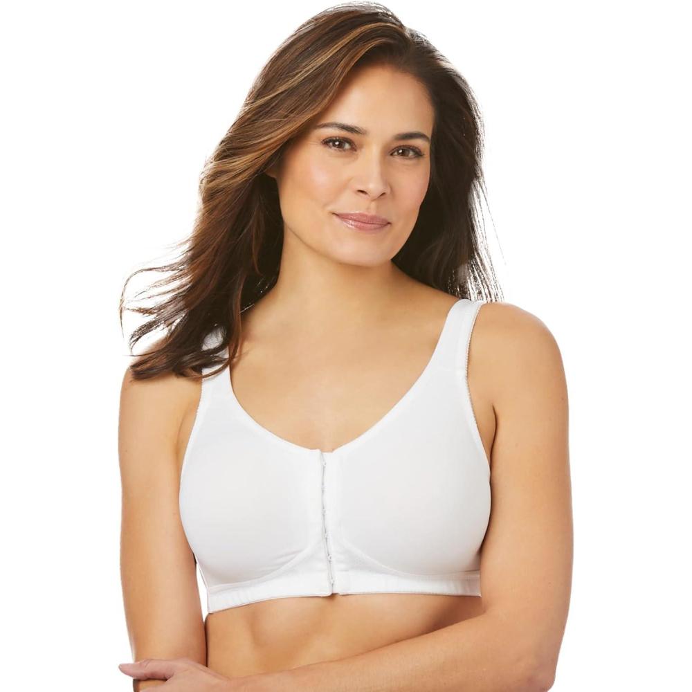 imageComfort Choice Womens Plus Size Front Hook Wireless Breathe BraWhite