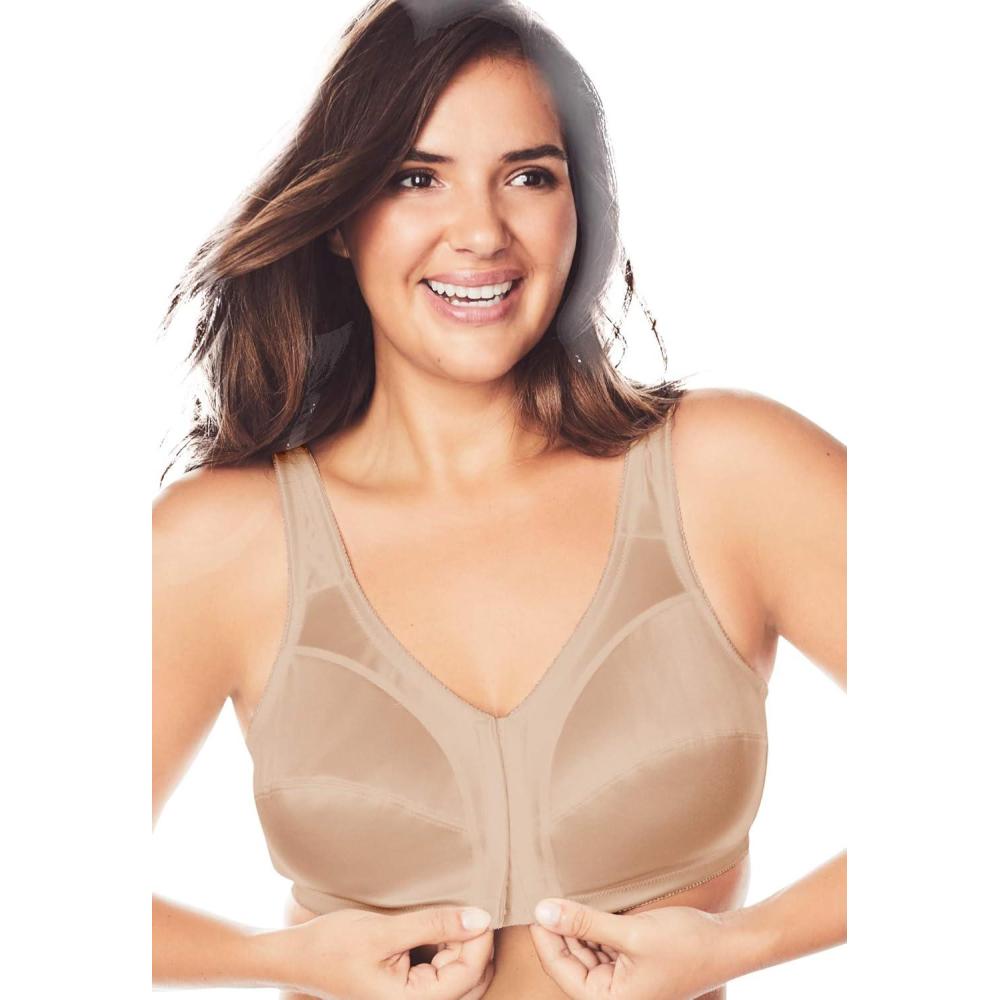 imageComfort Choice Womens Plus Size FrontClose Satin Wireless BraNude