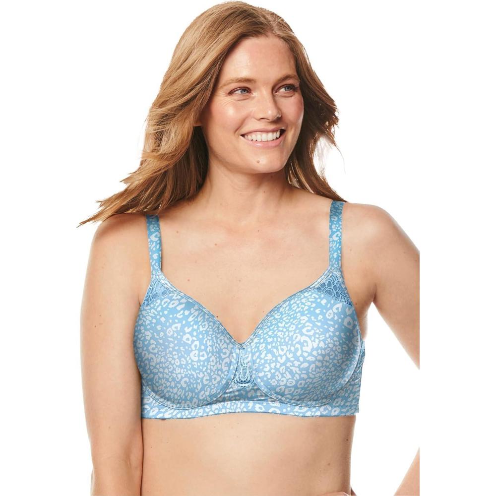 imageComfort Choice Womens Plus Size StayCool Wireless TShirt BraPastel Blue Animal