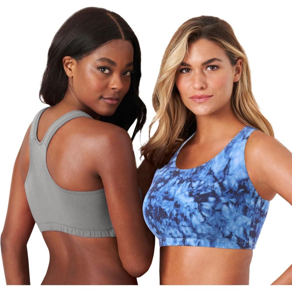 imageComfort Choice Womens Plus Size Wireless Sport Bra 2PackBlue Tie Dye