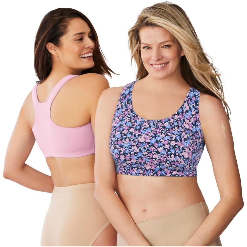 imageComfort Choice Womens Plus Size Wireless Sport Bra 2PackNavy Happy Ditsy