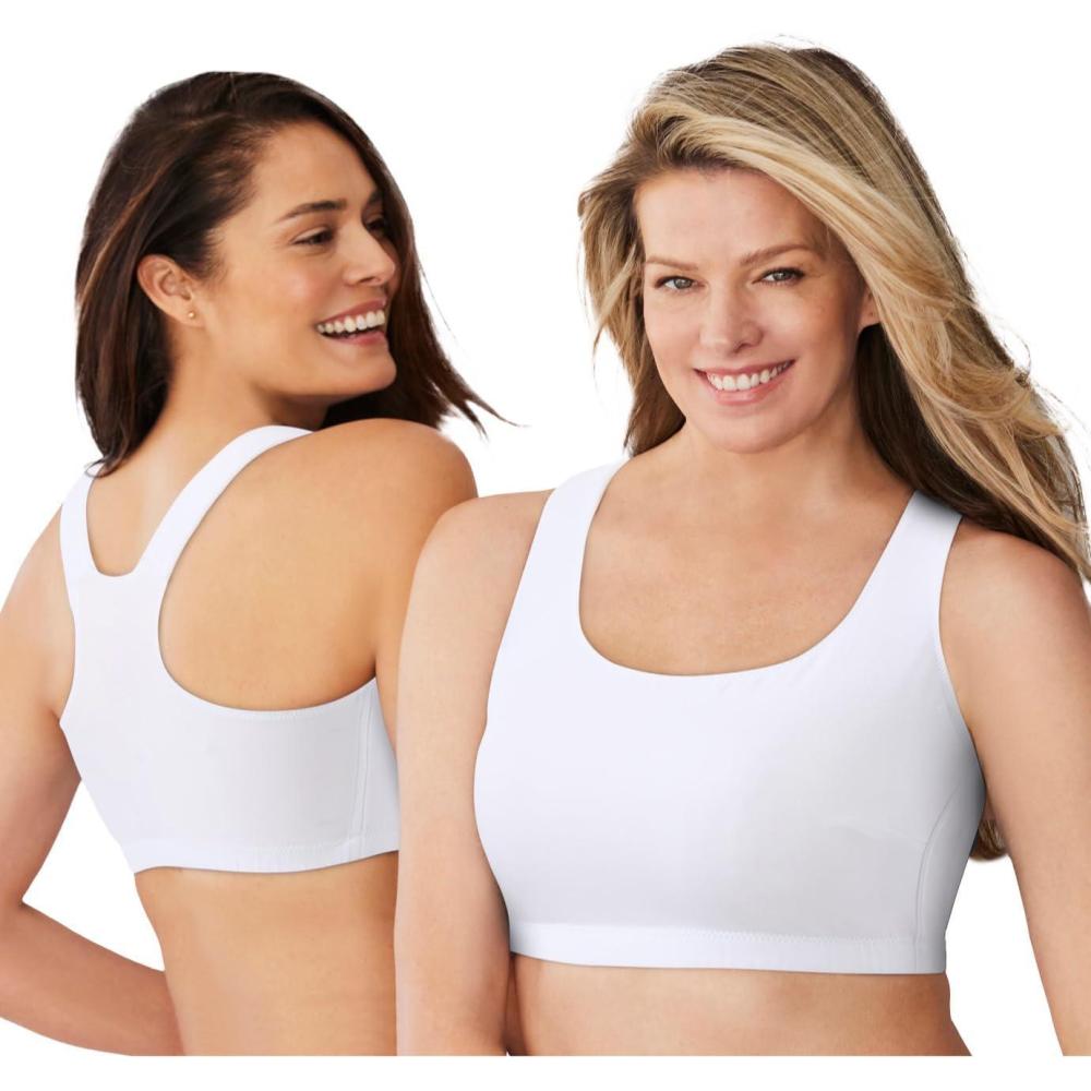 imageComfort Choice Womens Plus Size Wireless Sport Bra 2PackWhite Pack
