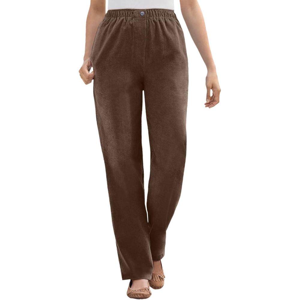 imageWoman Within Plus Size Petite 7Day Corduroy StraightLeg Pant  24 W Chocolate